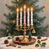 2pcs Tall Unscented Decorations Gift 10 Inch Taper Candle Seasonal Flameless Table Decors Christmas Printed
