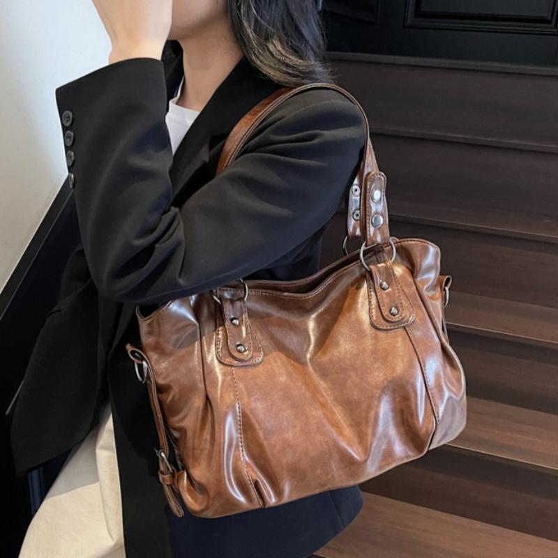 Fashionable Vintage Leather Handbag Large Capacity Shoulder Bag Fashion Shoulder Bag for Daily Commute Work Weekend Outings and Ladies' Holiday Gifts