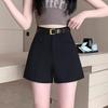 Damen Graue High-Waist A-Linien Shorts - Schlankmachend, Locker, Lässige Sommerbekleidung