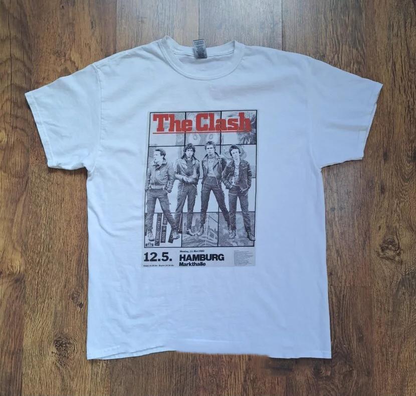 Футболка с белым постером группы The Clash, унисекс, размеры S-5XL, B181, футболка унисекс XXL