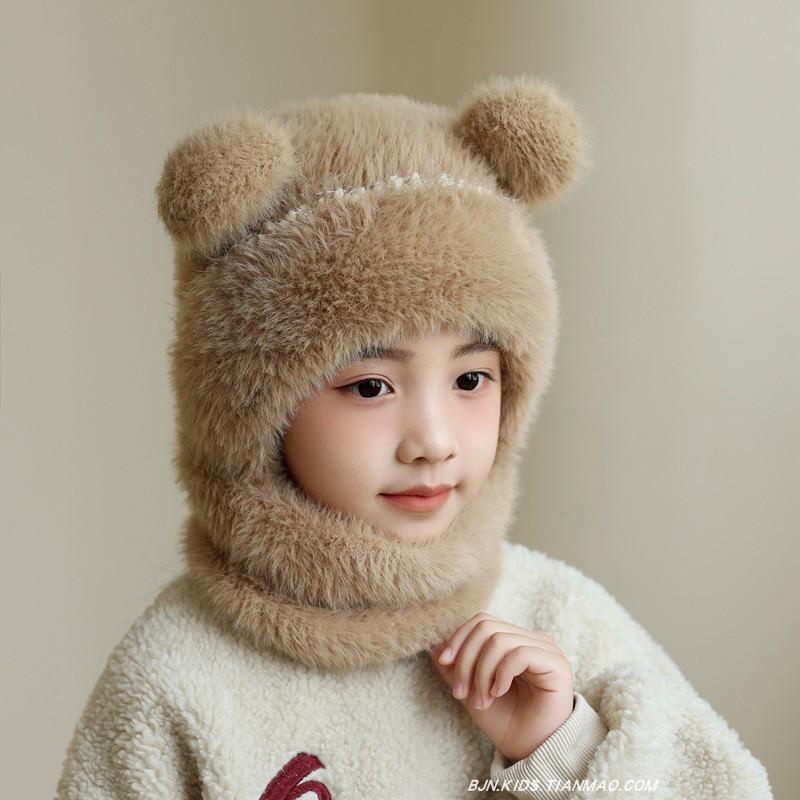 Kids Knitted Hat With Neck Warmer For Winter Girls Boys Warmth And Windproof