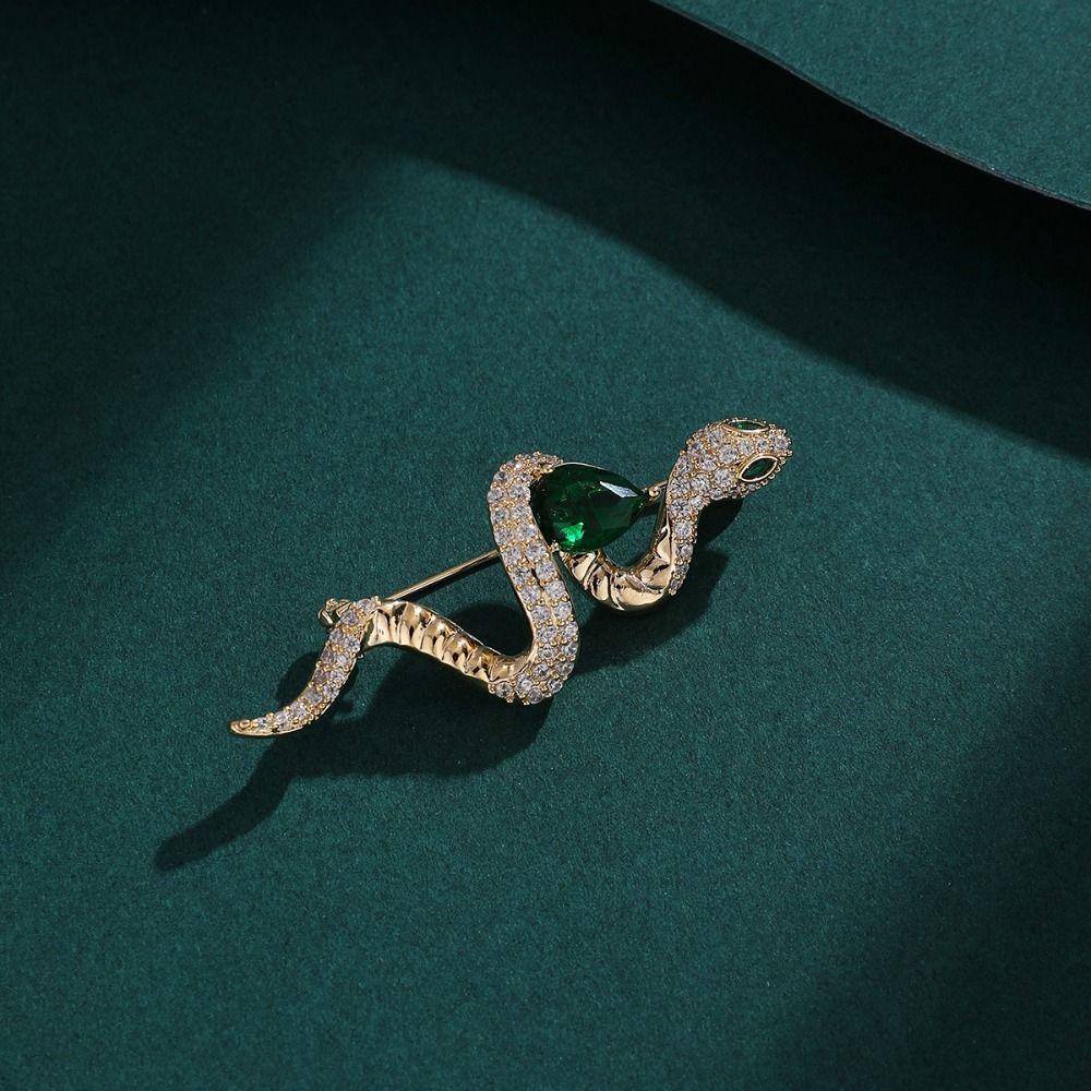 Minimalist Rhinestone Collar Pins Sparkling Snake Lapel Pin Elegant Zodiac Snake Brooch  Party