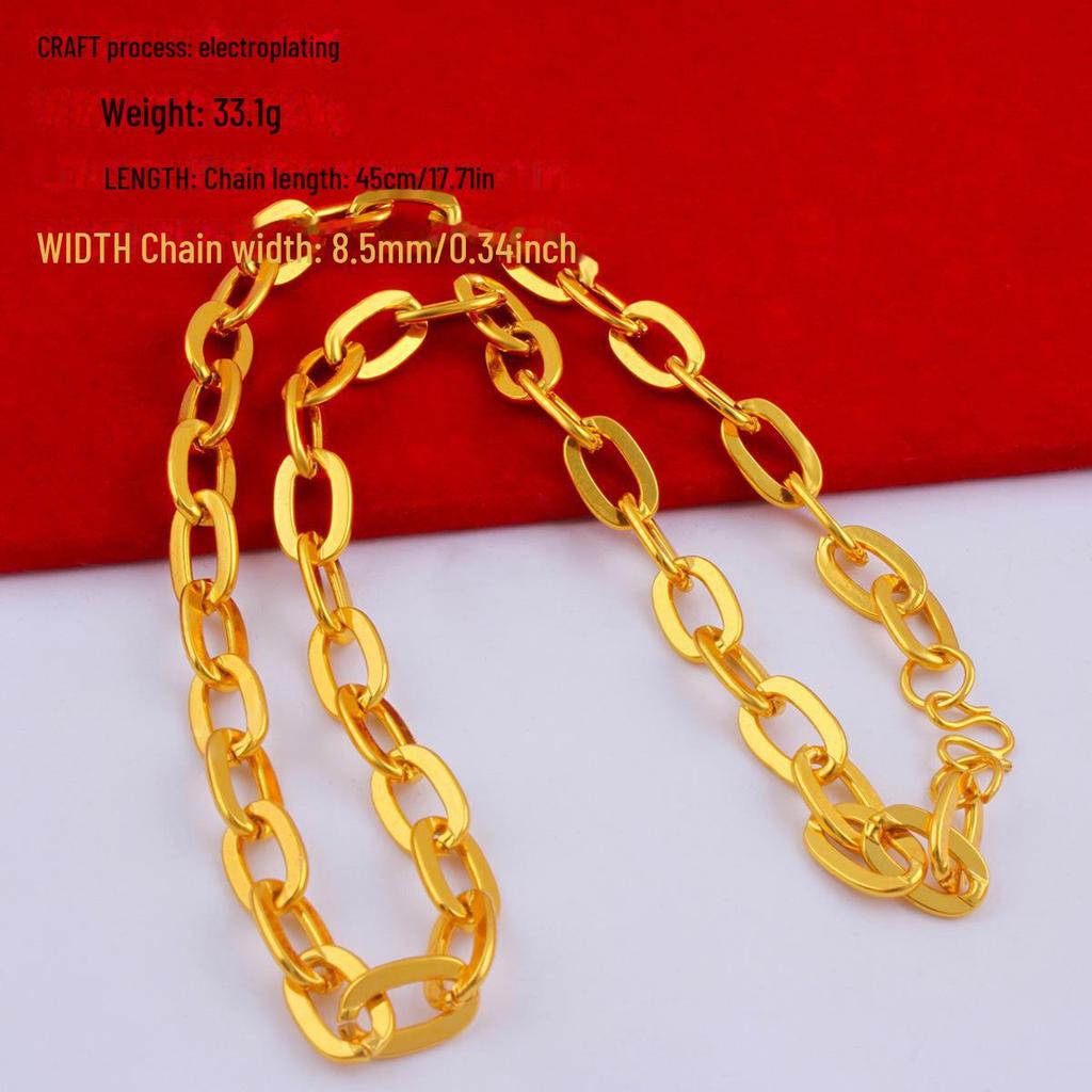 Men's Alloy Gold-Tone Necklace – Bold, Durable, Street Style Accessory