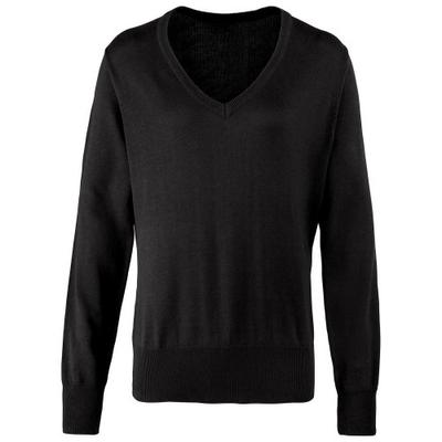 Moletom feminino/feminino tricotado de algodão acrílico com decote em V