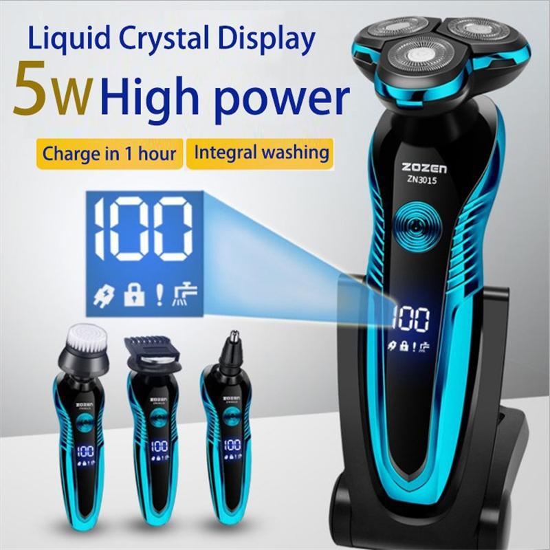 ZOZEN Electric Shaver Washable Rechargeable Electric Razor Body Hair Shaving Machine for Men Beard Trimmer Wet-Dry Use ZN3015