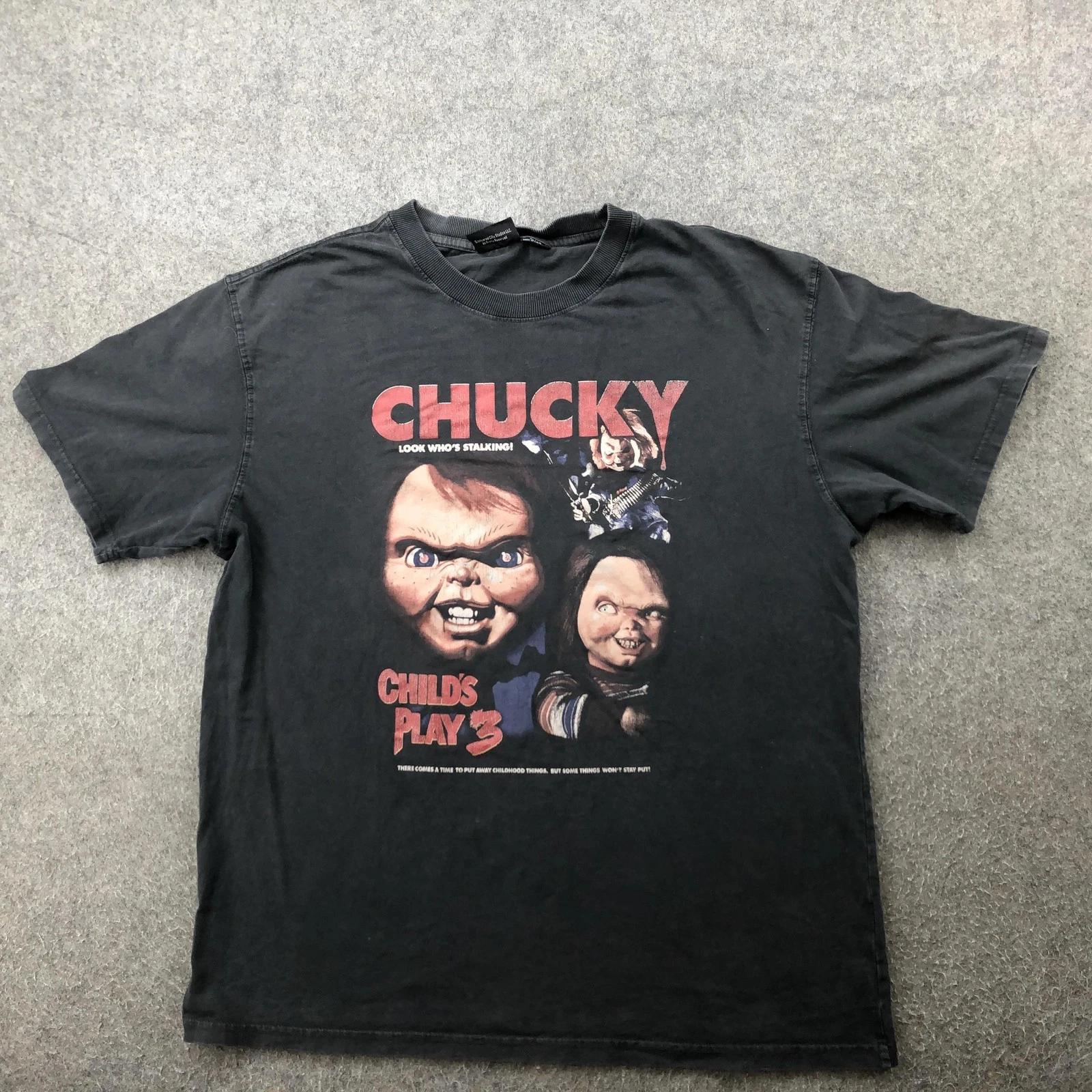 

Chucky Shirt Mens XL Black Horror Movie Graphic Child s Play 3 Universal 4XL