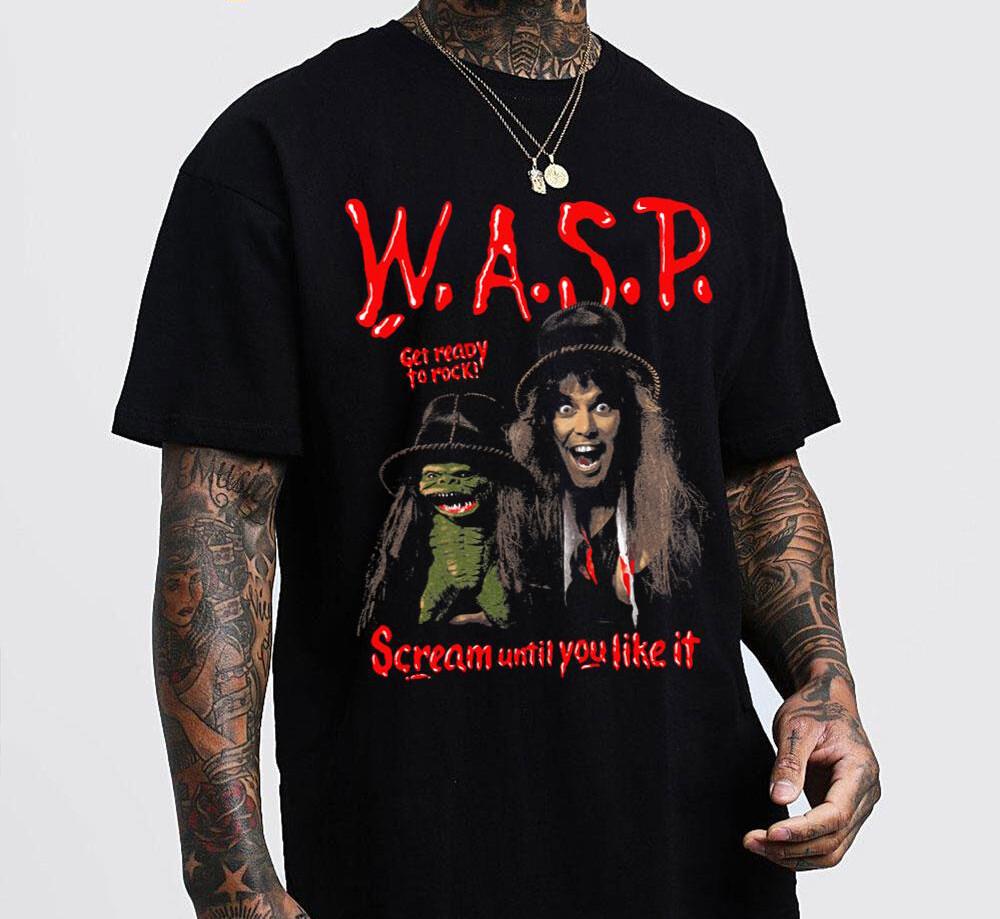 SALE Vtg W.A.S.P. Band Scream Until You Like It Cotton Black Full Size Shirt Unisex T-Shirt S