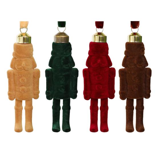 Flocking Nutcracker Hanging Ornament Decorative Nutcrackers Statue Christmas Soldier Charm Holiday Tree Decoration Pendant