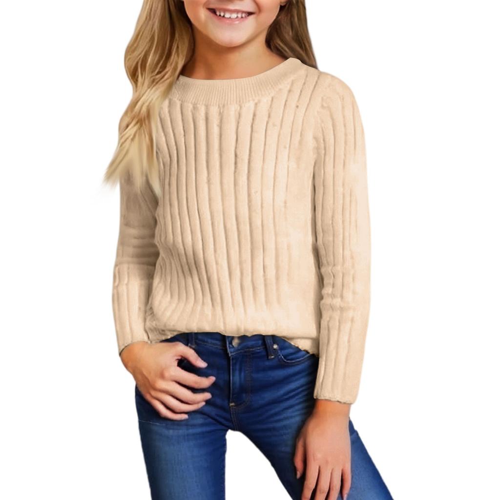 Children's Fashion Casual Round Neck Sweater Knitted Bottoming Top