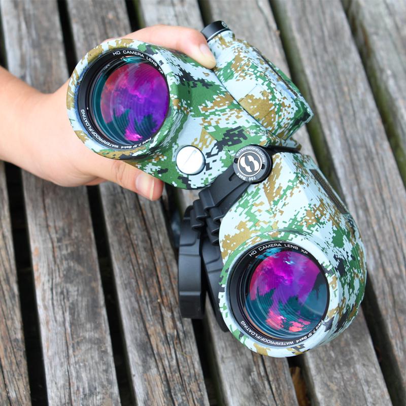 Navy Binoculars Boshile 7x50 Telescope Waterproof Nitrogen Big Compass Rangefinder Powerful Military Reticle Illuminant 4 Colors