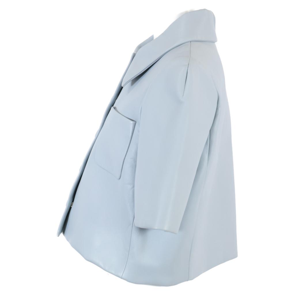 LOEWE [New/Domestically Manufactured/2023AW] S540Y30L44 Bonded Lambskin Cropped Shirt Jacket 40 Powder blueUsed