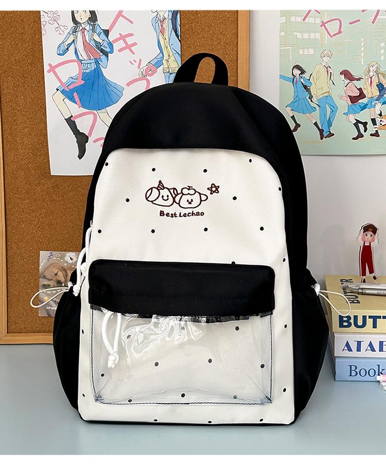 Schoolbag Cute college schoolbag Female junior high school student Elementary school student Versatile girl Transparent backpack Contrast color 