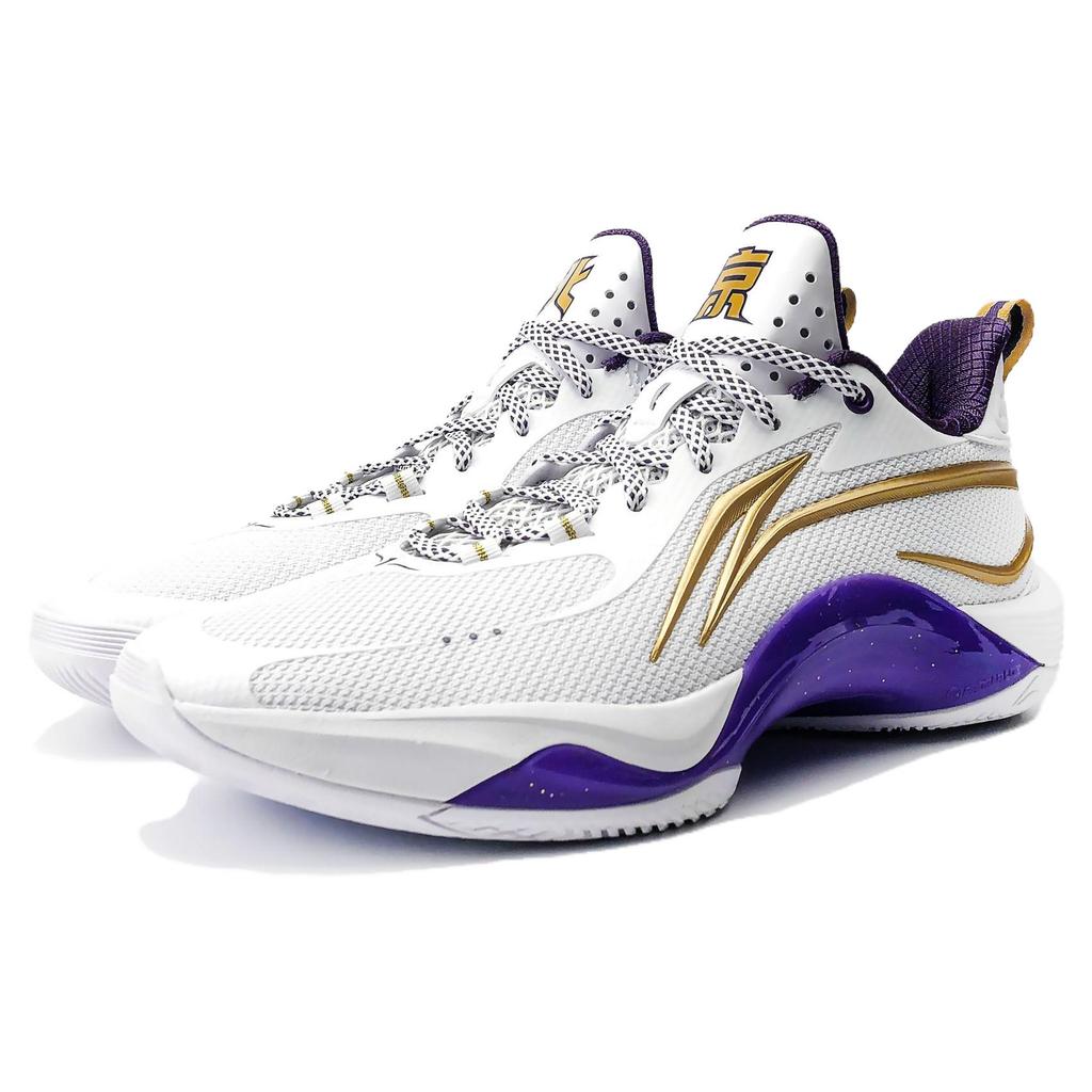 New LINING Basketball Shoes Men's Low top White/Purple/Gold ABPU001-12