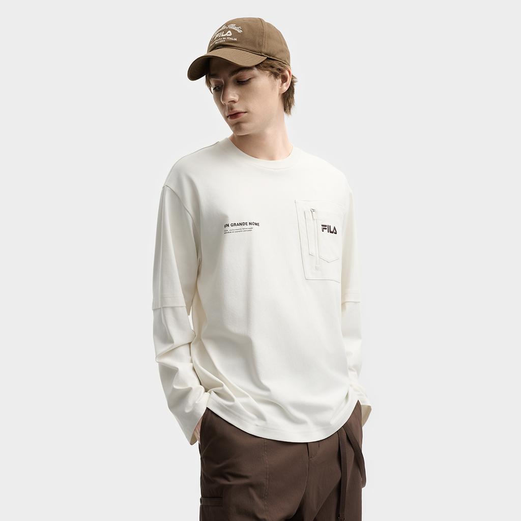 New FILA ORIGINALE T Shirts Men's Pudding Cream White IV F11M539205F-IV