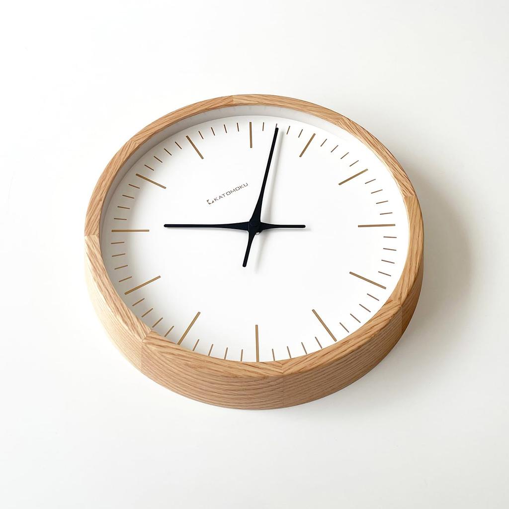 KATOMOKU Muku Clock 18 Oak Wall Clock with Continuous Second Hand km-129OA 306mm (quartz Clock)