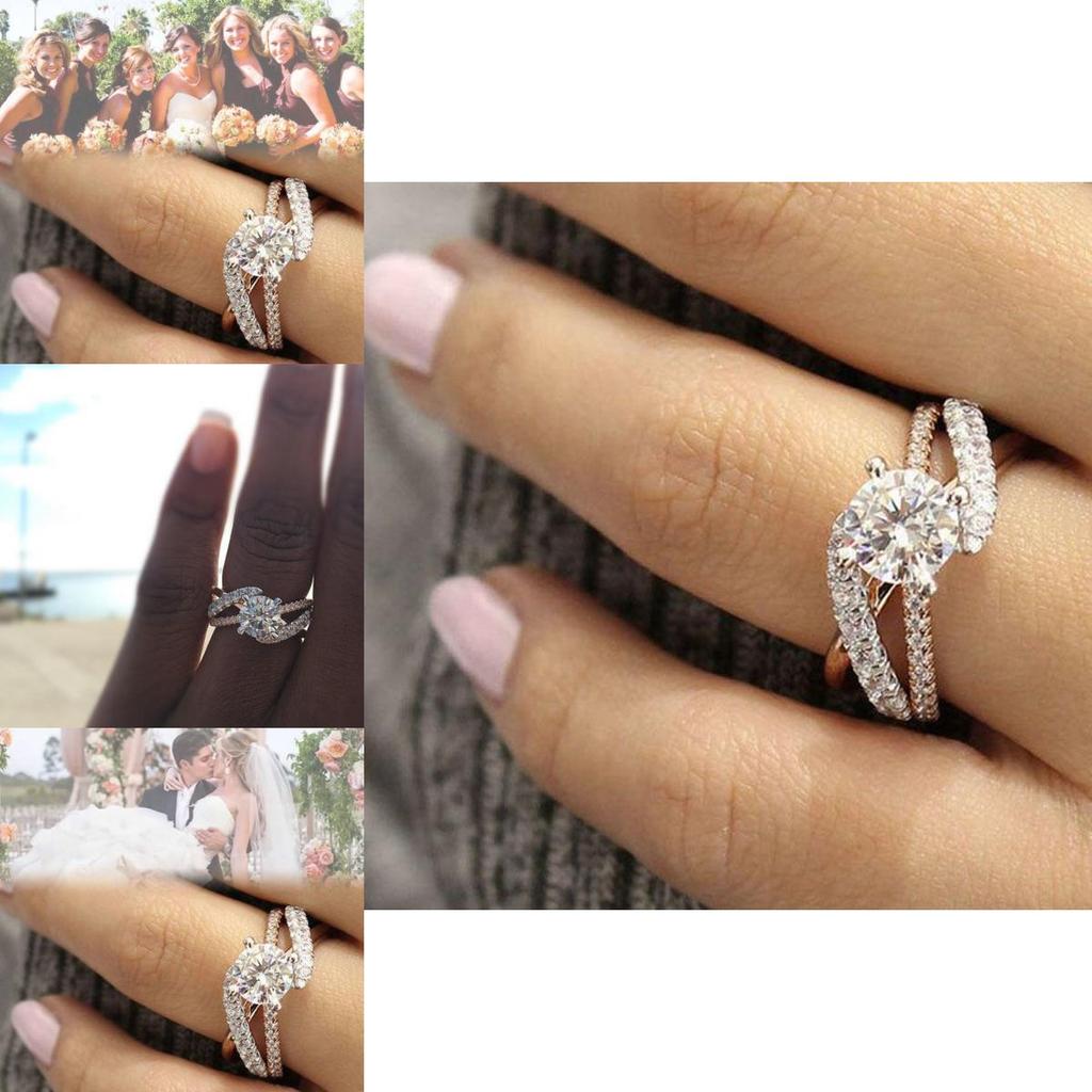 Exquisite Rose Gold Zirconia Ring For Women European And American Style Jewelry