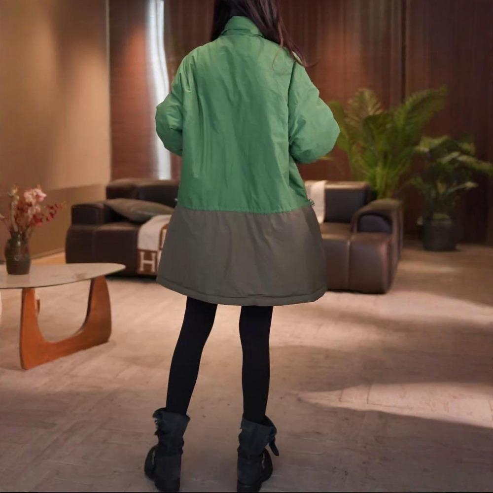 Giacca in Cotone Trendy con Collo Rialzato Spesso da Donna Versatile Vestibilità Slim Cappotto Invernale Caldo Capo d'Abbigliamento Esterno Reversibile