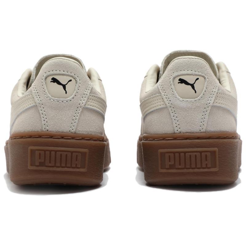 PUMA Suede Platform CORE Women Vintage Low Top Skate Shoes Snow White Gum Brown 363559-19