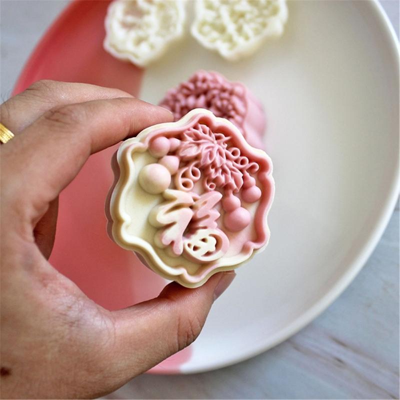 Moon cake Molds 75g Capacity Flower and Gourd Pattern Easy Press for Baking