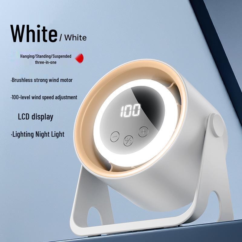 Silent USB Rechargeable Desktop Fan with Digital Display for Office and Dorm