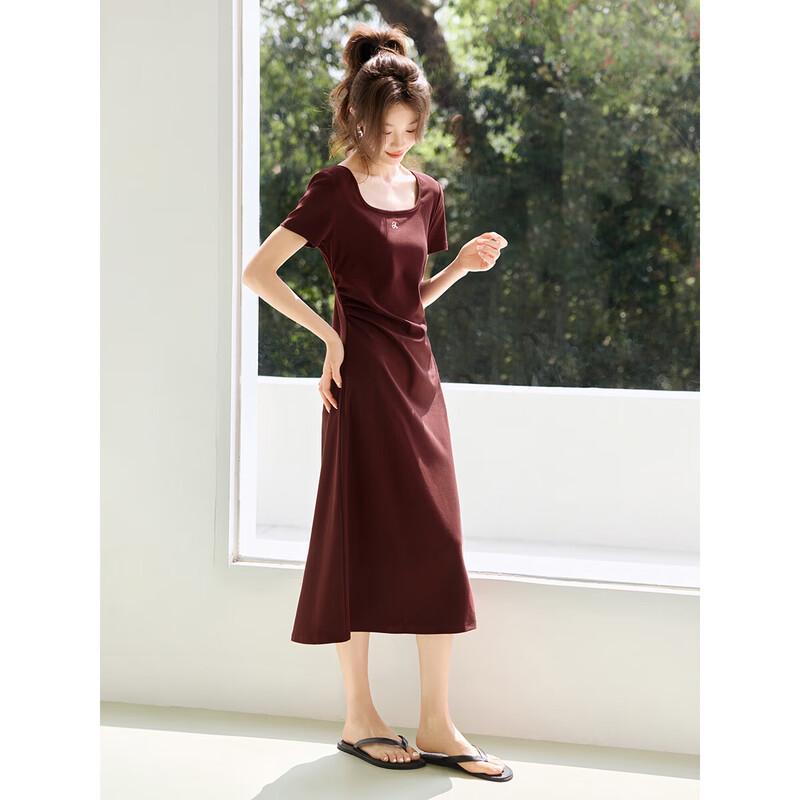 Mohan Yimei French Square-Neck Embroidered Knit Midi Dress M