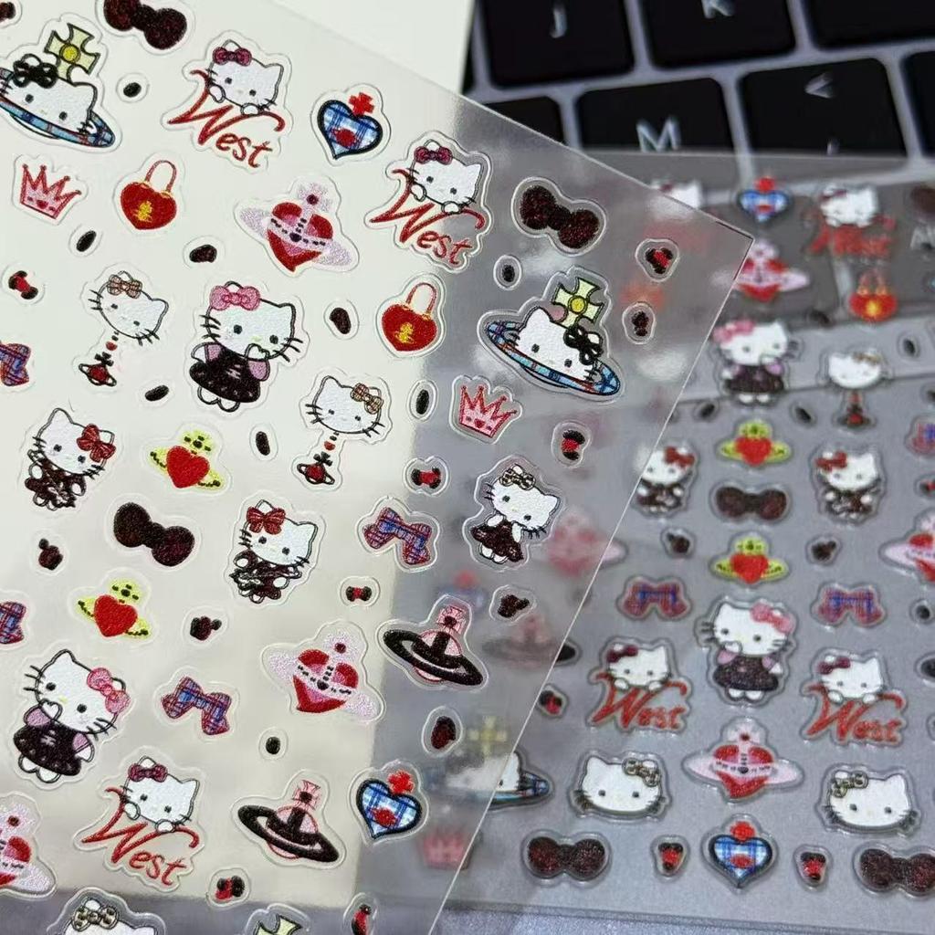 Hello Kitty 3D Nail & Sticker Set - Cute Cartoon Designs for Water Bottles and Cameras
