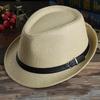 Mote Stråhatt Menn Kvinner Sommer Trendy Strand Solhatter Ensfarget Fedoraer Bånd Casual Cowboy Jazzhatt Gangsterhatt Mannlig