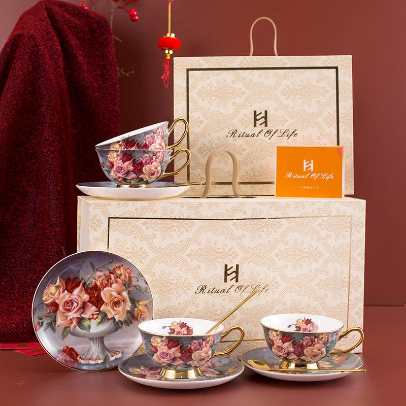 Exquisite English Rose Teapot & Coffee Cup Set for Afternoon Tea