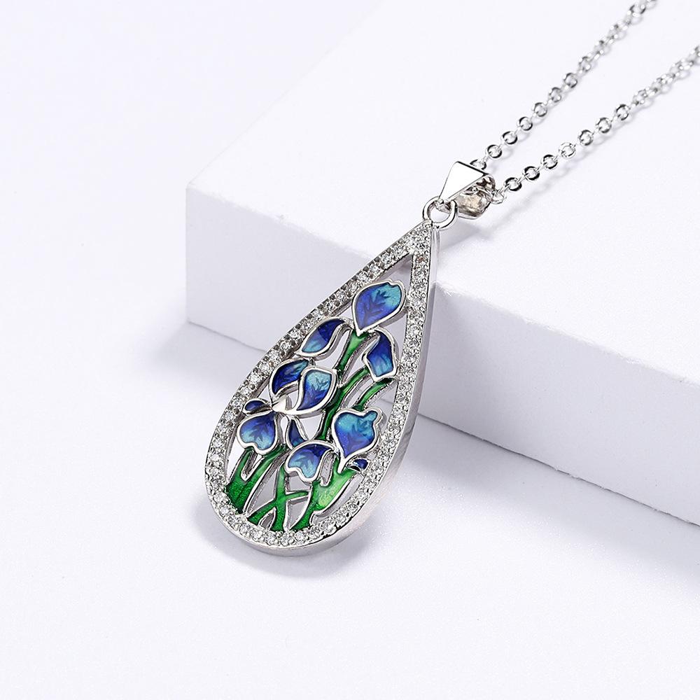 Idyllic Flower Pendant Handmade Enamel Jewelry Wedding Birthday Party Ladies Necklace