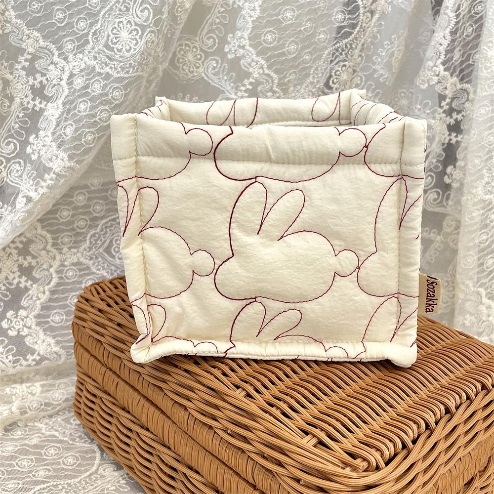 

Стеганая стеганая хлопковая милая корзина для хранения, квадратная коробка для хранения мелочей на рабочем столе, корзина для хранения косметики