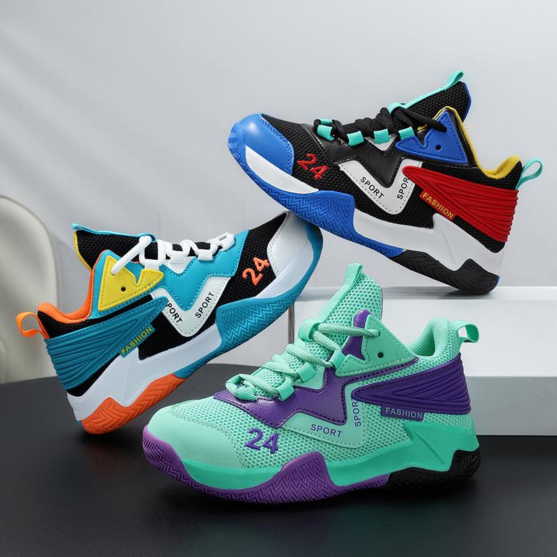 Boys' sports shoes New mesh breathable boys Middle and older children's training actual combat sneakers Casual children's basketball shoes