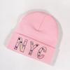 Rhinestone Nyc Letters Knit Hat For Unisex Autumn Winter Warm Cap Fashion Gift