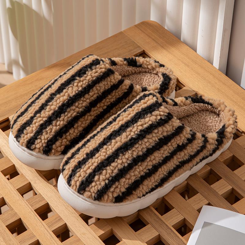 Winter cotton slippers household warm non-slip thick-soled plush home slippers velvet cotton shoes women's outer wear