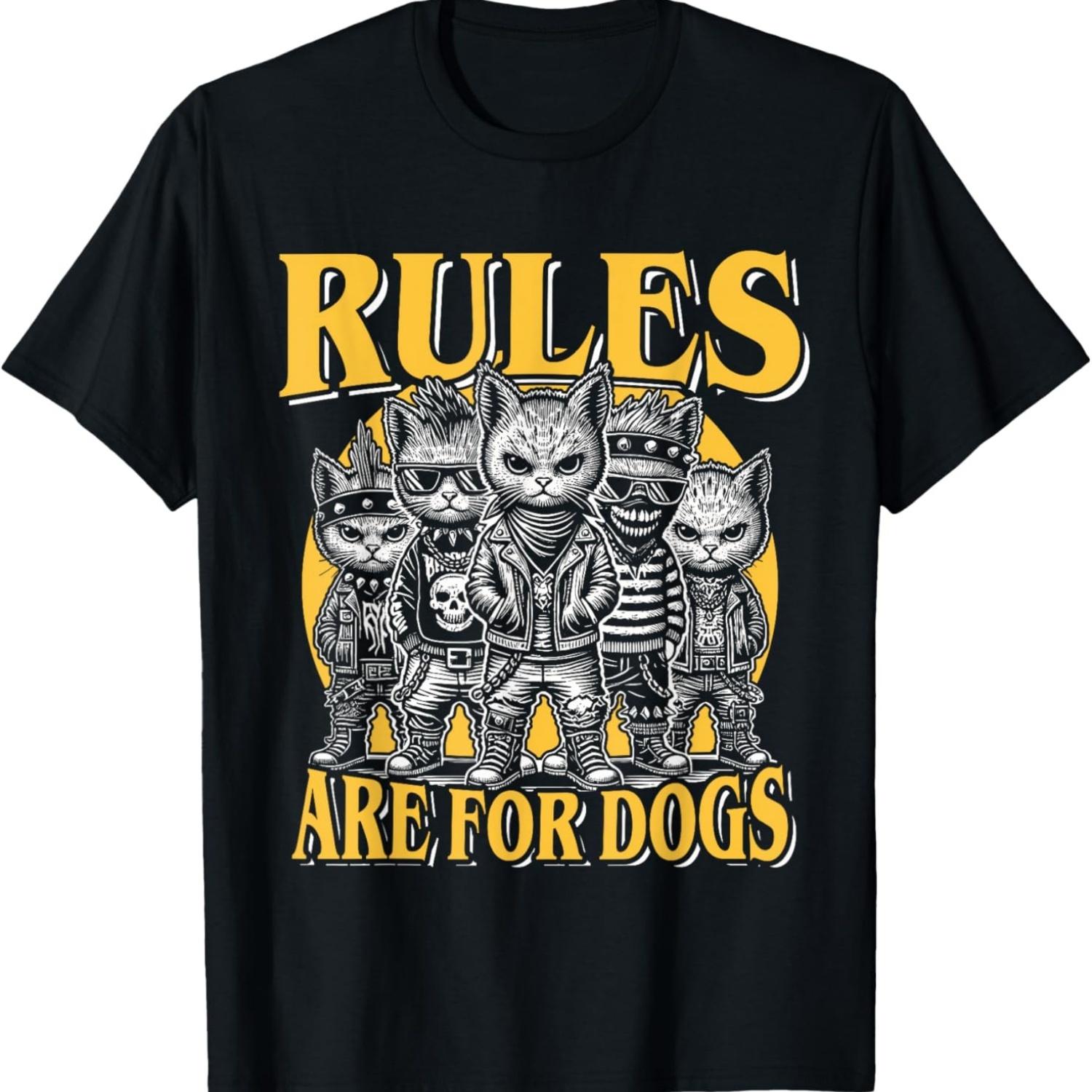 

Funny Cat Meme - Rules Are For Dogs - Cat Gang T-Shirt S чёрный