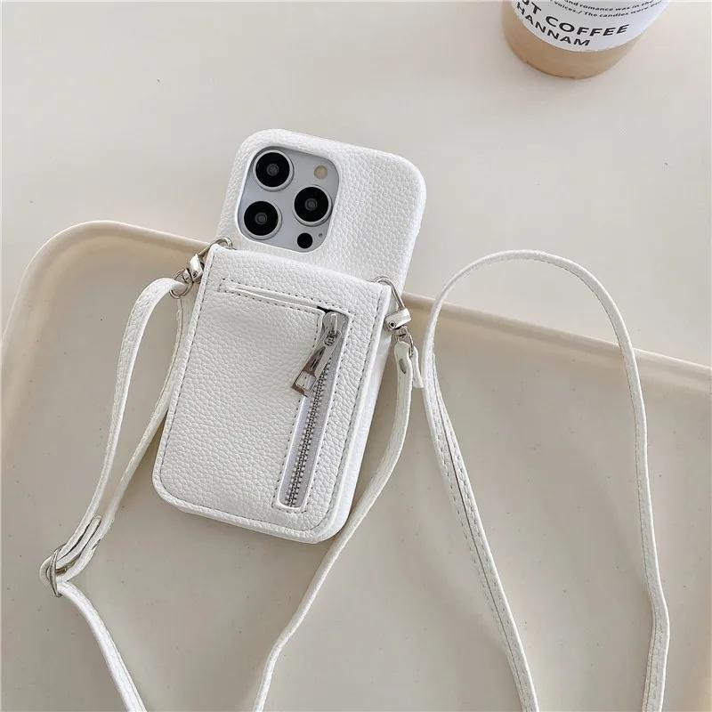 Crossbody Lanyard Phone Case for IPhone 13 12 Mini 15 14 11 Pro Max XS XR 8 7 Plus Wallet with Card Holder Leather Cover