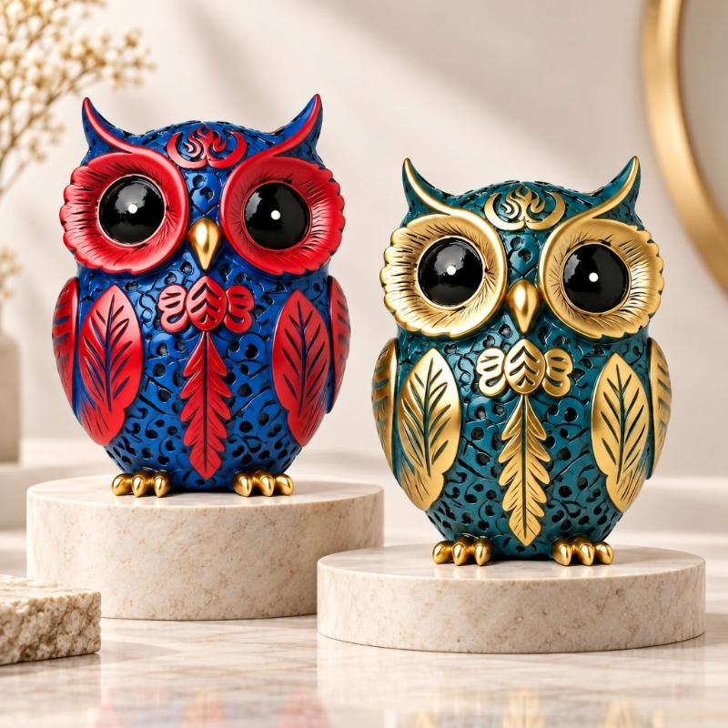 Owl Tabletop Decors, Resin Bird Figurine with Textured Detail for Desks and Entryways, Animal Enthusiasts, Housewarmings Gift