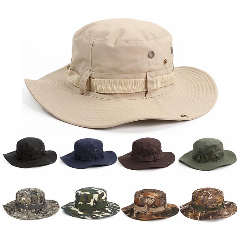 New Summer Fashion Unisex Camouflage Tactical Army Bucket Hats Men Hiking Hunting Panama Cap Outdoor Anti Uv Fisherman Hat