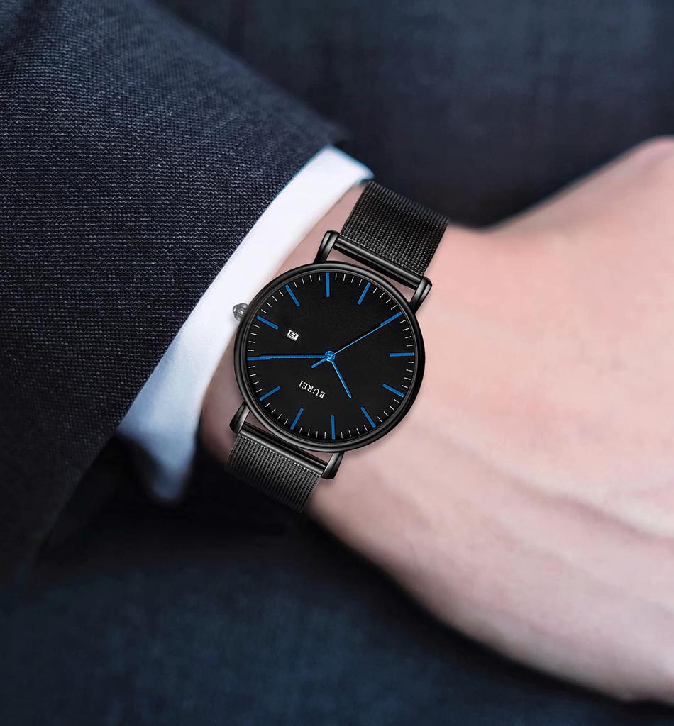 Watch Simple Waterproof Analog Popular Watch Brand Stylish Milanese Mesh Belt W14 Watch [BUREI] Men's Men's