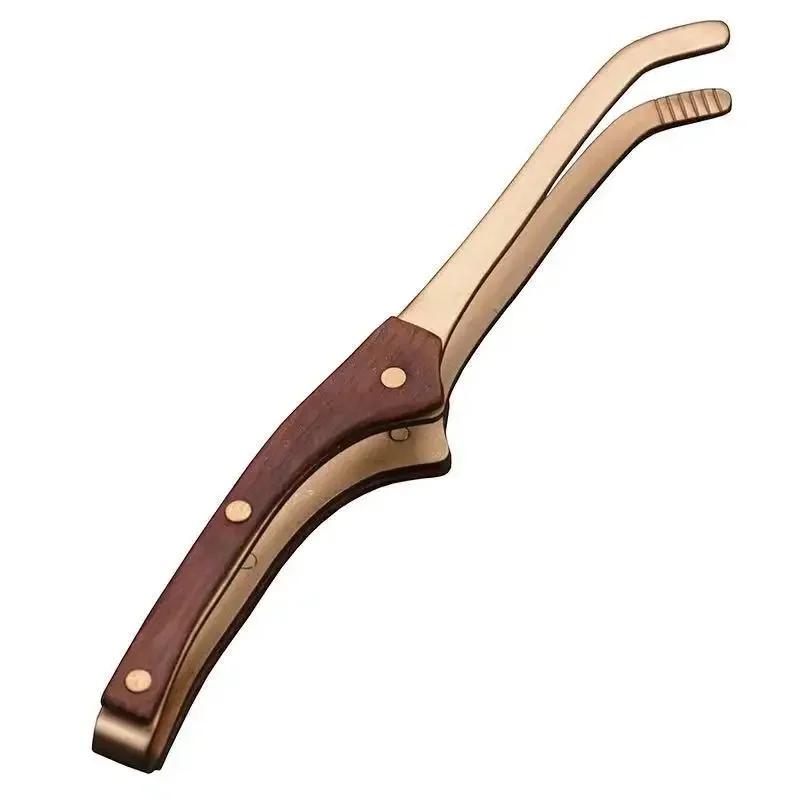 17cm čistá měď ebenová spona na čaj Spona na čaj pro domácnost Spona na šálek protiskluzová kovová pinzeta Příslušenství k čajové sadě