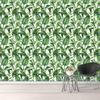 Seamless Waterproof Antifouling Wallpaper (Thick Ink Flower Green Plant)