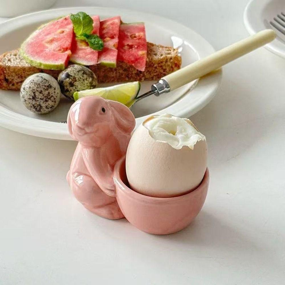 Egg Organizer Rabbit Egg Cup Creative Bunny Egg Holder Creative Ceramic Egg Cup  Kitchen Utensils