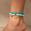 PuRui Green Stone CCB 3pcs/Sets Anklets For Women Vintage Summer Girls New In Foot Chains Casual Zircon For Summer Beach Party