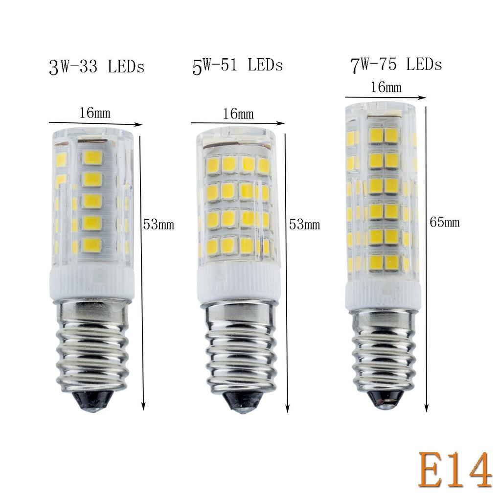 10Pcs E14 Mini Corn Light AC 220V 2835 SMD Bulbs 3W 5W 7W 33LED 51LEDS 75LEDs For Chandelier Spotlight Fridge Refrigerator Lamps