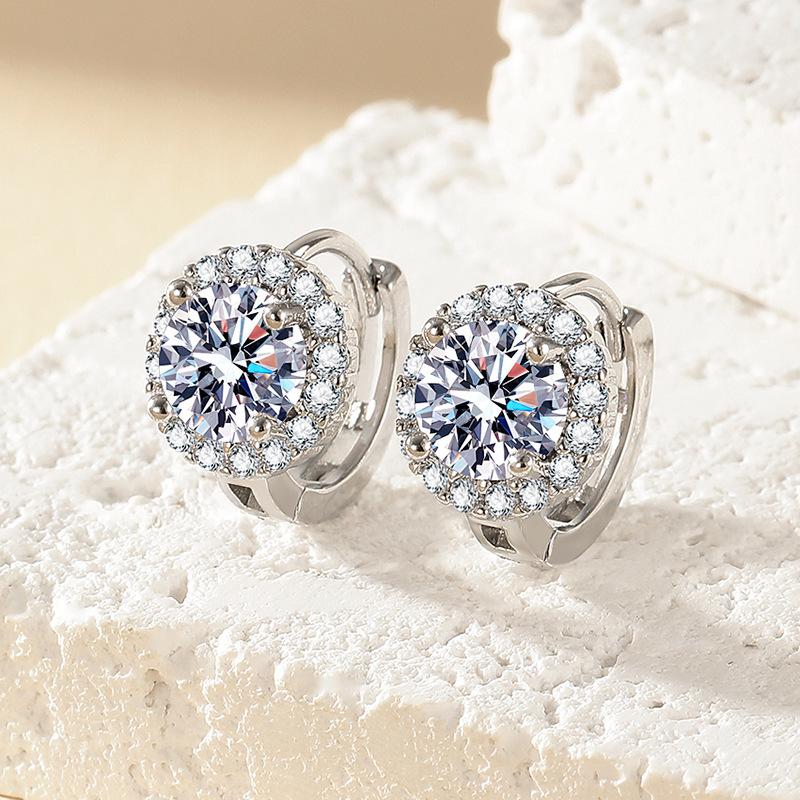 2026 Inlaid Zircon Earrings, Ear Jewelry, Women s Fashion Temperament Round Bag Light Luxury Ear Buckles