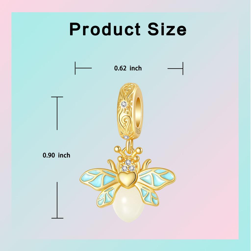 copper GlowintheMatte Black Golden Firefly Pendant Classic Charm Compatible With Authentic Charm Bracelets Women Do It Yourself Jewellery Gift