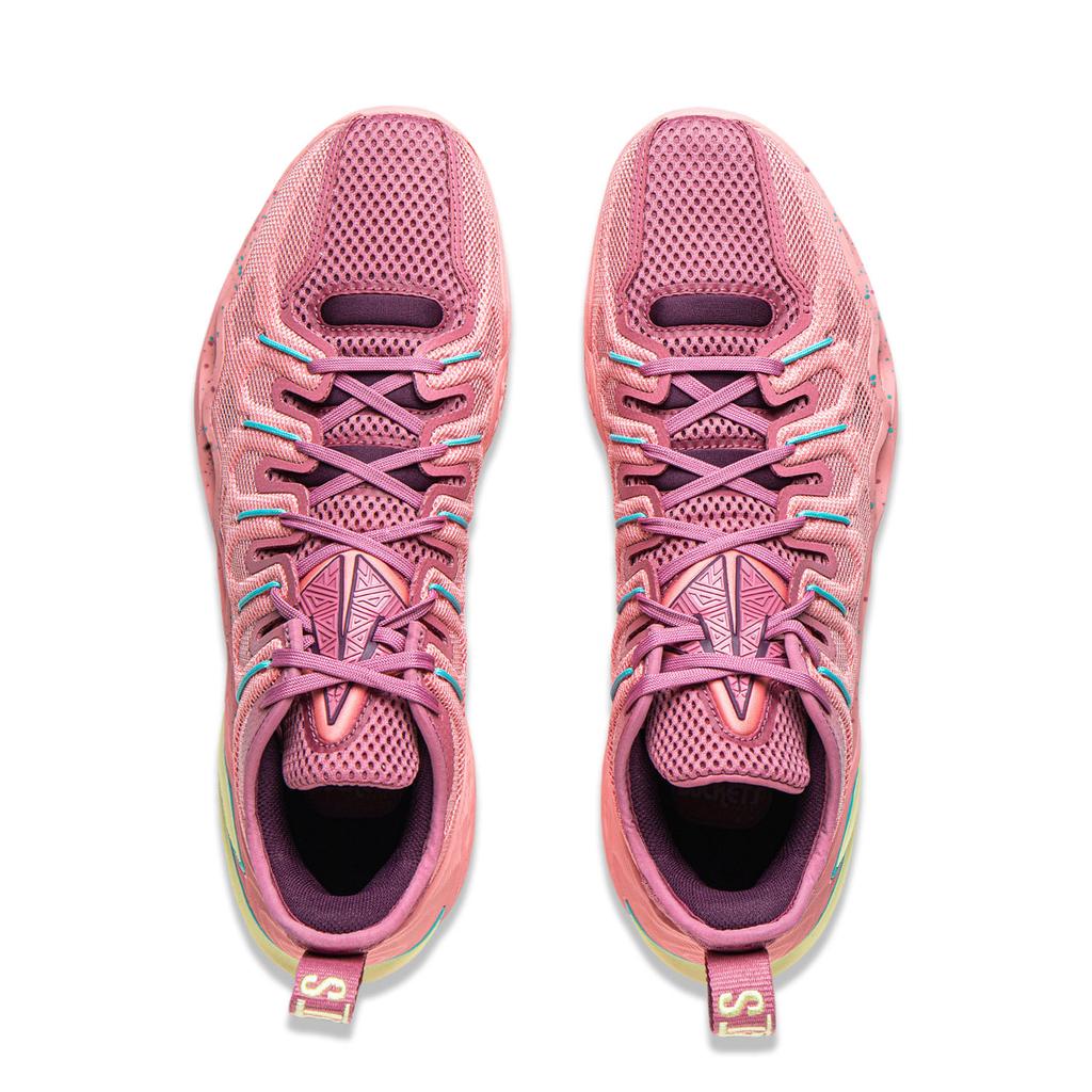 New LiNing Buckets Shock Absorbers Slip Resistant Breathable Low Top Basketball Shoes Men's Pink ABAV051-2