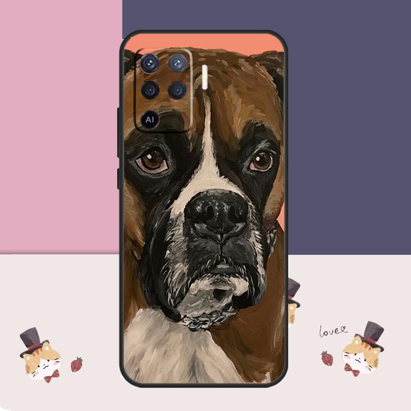 Boxer Dog Case For Oppo A76 A96 A16 A60 A98 A58 A78 A18 A38 A80 A40 A77 A57 A17 A74 A54 A94 A15 A5 Pro