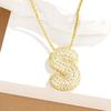 18K Gold Plated Waterproof Thick Bubble Alphabet Letter Clavicle Choker Necklace Sparkling Rhinestone Balloon Initial