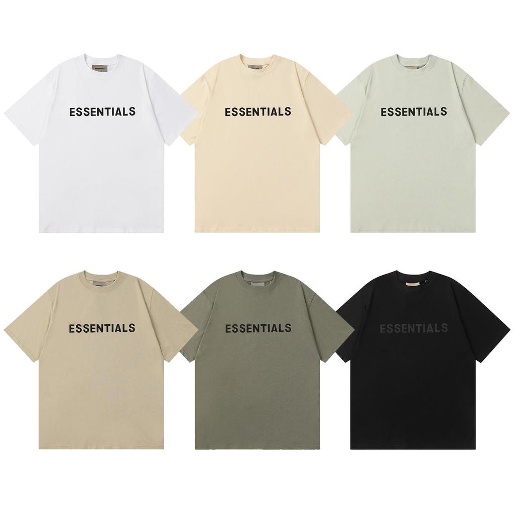 Essentials T-Shirt for Men's Pressed Glue Letters Loose Round Neck High Street Fashion Men and Women Short Sleeves T-shirts