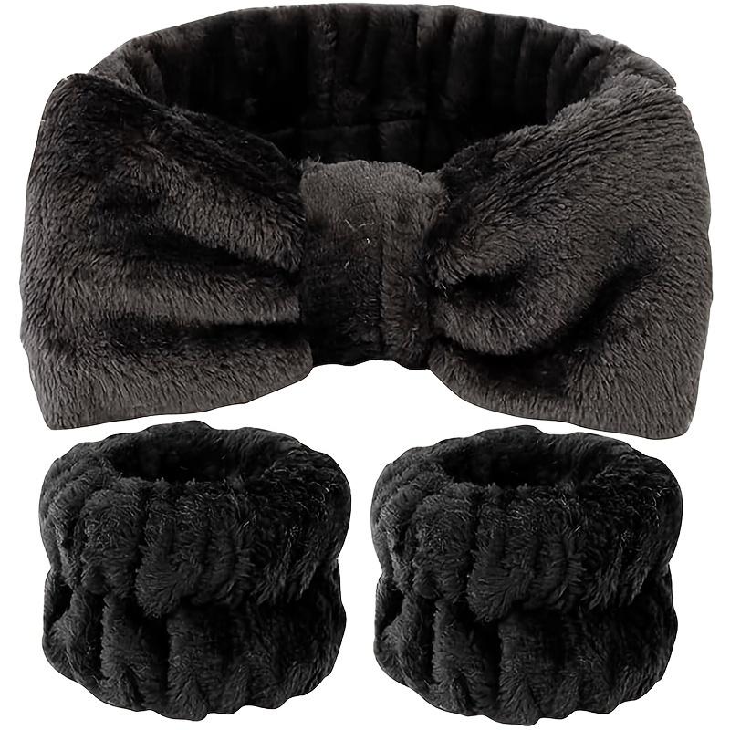 

3 шт., повязка на голову для мытья лица, набор повязок для ухода за кожей, спа, впитывающие воду повязки для женщин и девочек, повязки для ванной комнаты, аксессуары чёрный